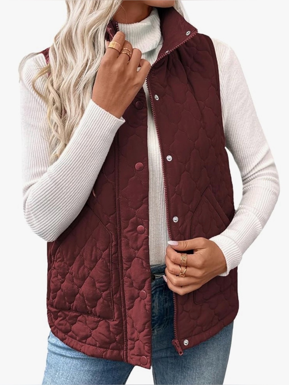 Women’s Evaless Quilted Vest size S cranberry/wine red